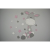 Houten muursticker - Giraf Zazu met sterren/bloemen - oud roze ballet (naam optioneel) (60x60cm)